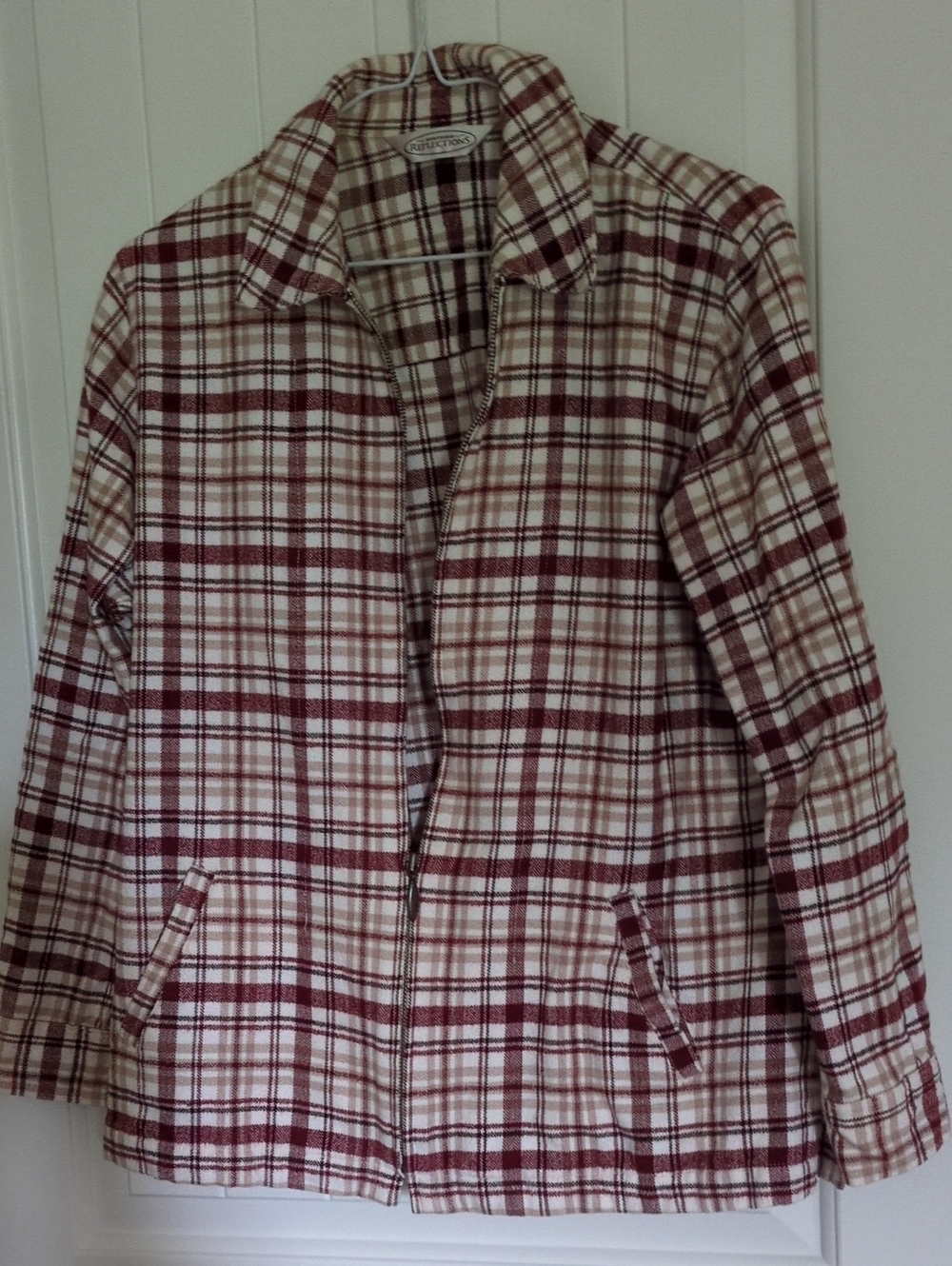 Northern Reflections Plaid Zip Jacket - Burgundy & Cream